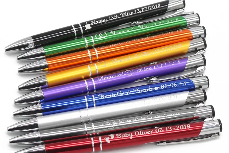 Como é feita a personalização de canetas?